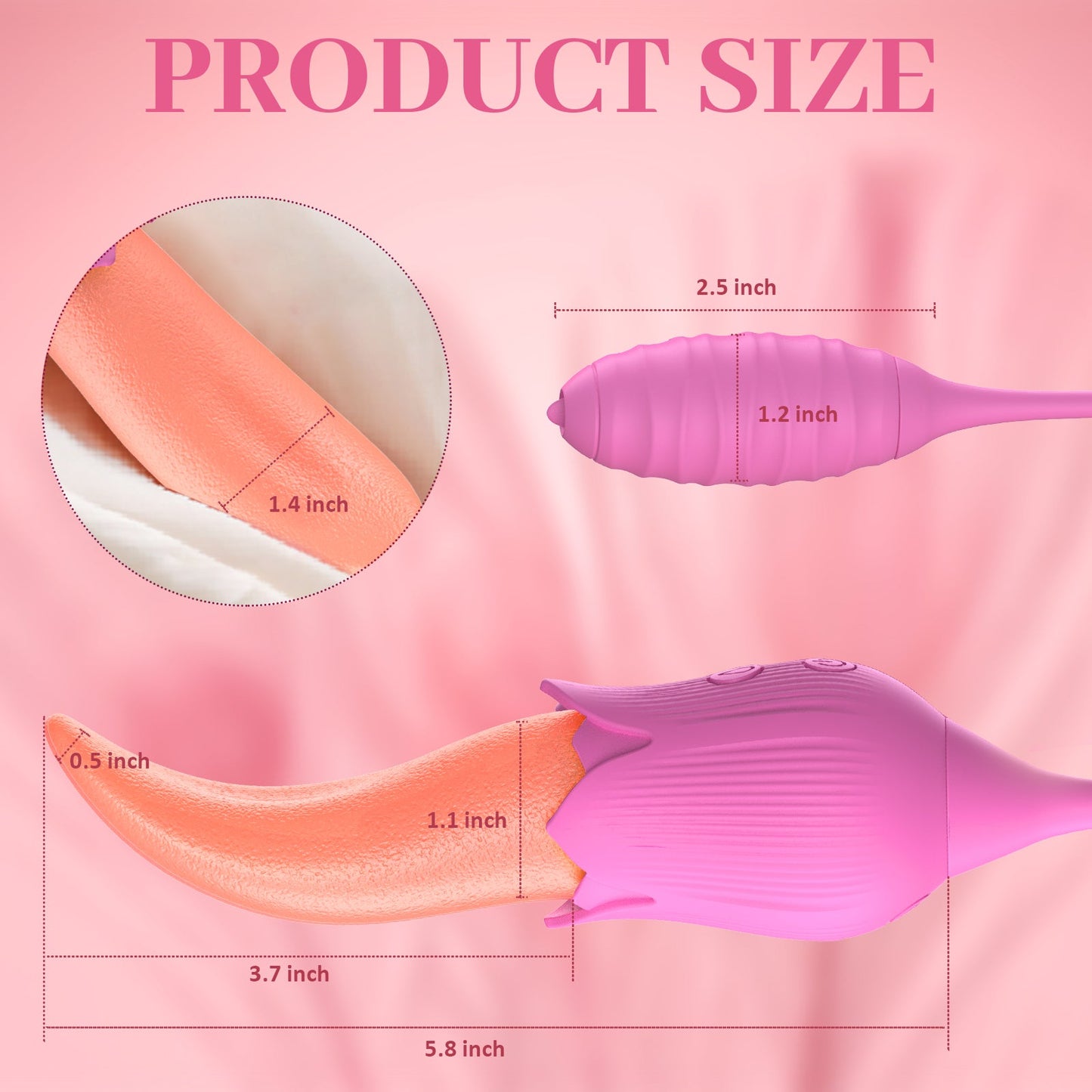 Clitoral Vibrator, Tongue Licking Sex Toy, Realistic high Simulation Tongue Blowjob Toys,2 in 1 Upgrade Sex Stimulator for Women with 10 Modes， Rose Toy Couple Foreplay, Nipple Adult Toy