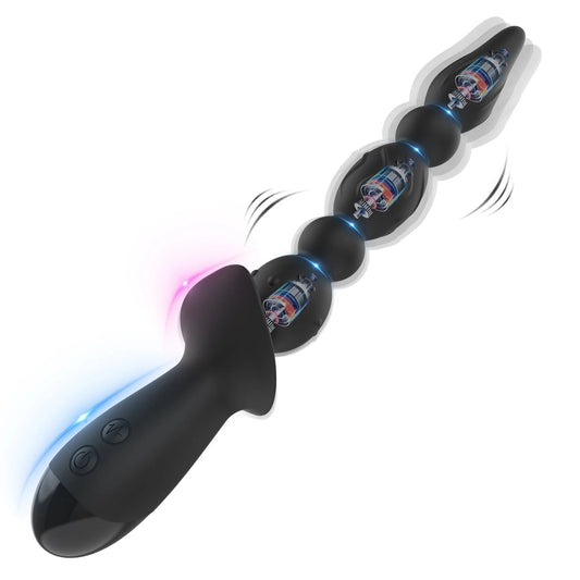WEDOL Vibrating Anal Beads Plug, Graduated Design Silicone Anal Vibrator with 10 Vibration Modes,3 Reinforced Motors, Rechargeable Waterproof G-spot Anal Sex Toy for Men, Women and Couples